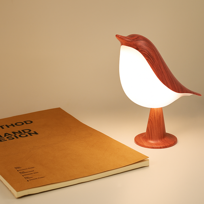lampe de chevet oiseau design bois acajou