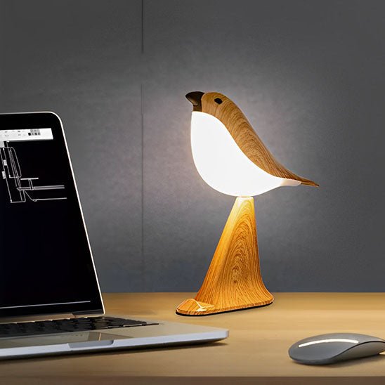 lampe de chevet oiseau en bois design