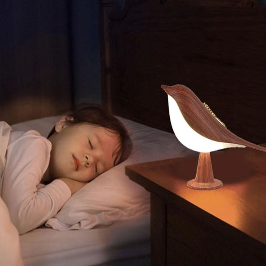 lampe de chevet oiseau en bois enfant endormi