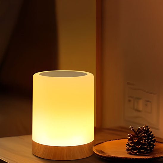 lampe de chevet tactile led bois lumiere chaude
