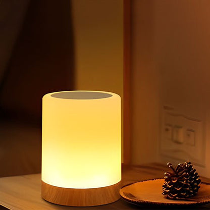 lampe de chevet tactile led bois lumiere chaude