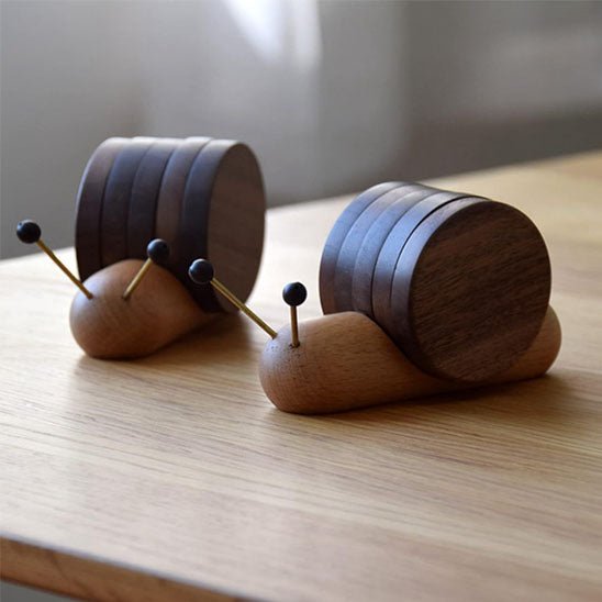 lot dessous de verre bois forme escargot