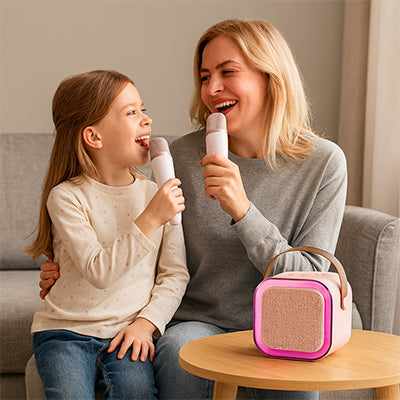 microphone rose enceinte avec poignee micro karaoke
