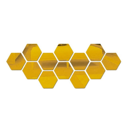 miroir autocollant mural hexagonal design dore