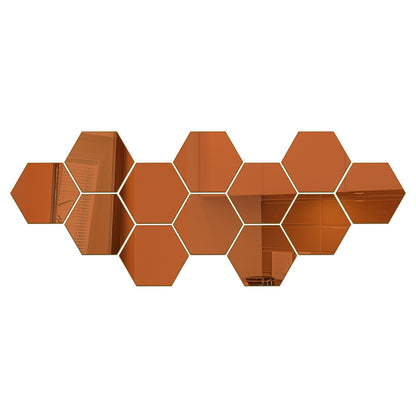 miroir autocollant mural hexagonal design marron