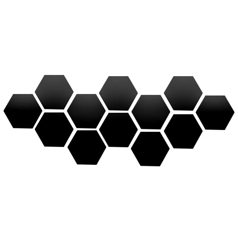 miroir autocollant mural hexagonal design noir