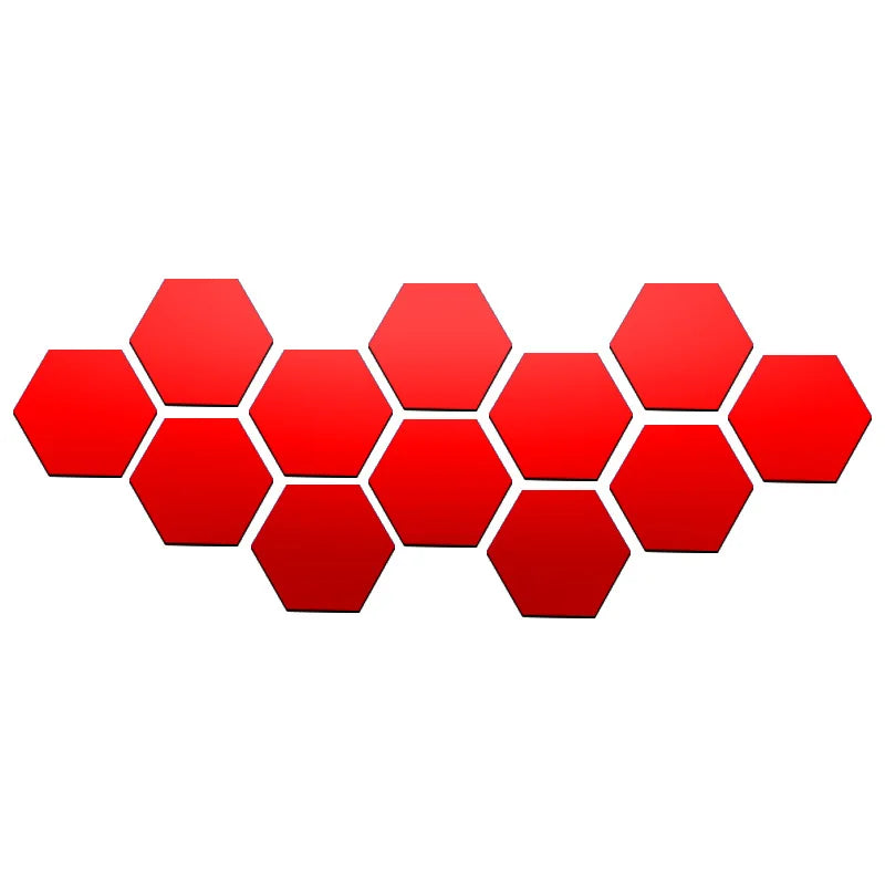 miroir autocollant mural hexagonal design rouge