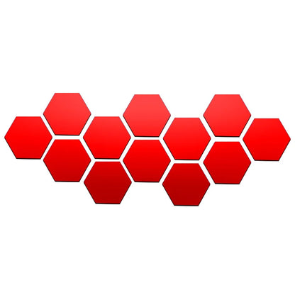 miroir autocollant mural hexagonal design rouge