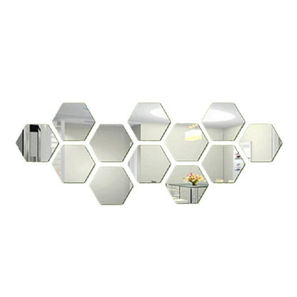 miroir autocollant mural hexagonal design 