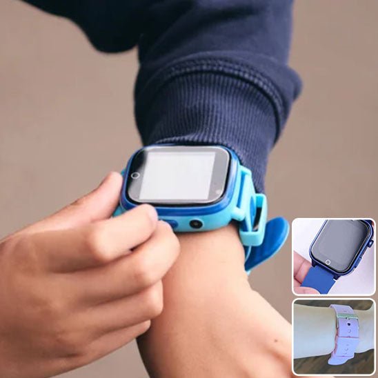 montre connectée enfant bleue bracelet silicone 