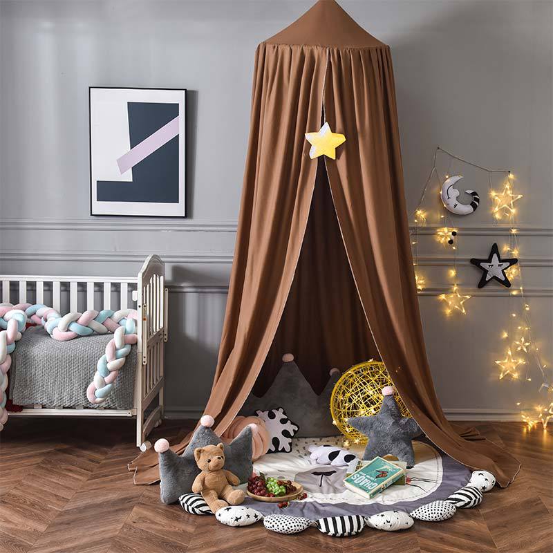 moustiquaire de lit baldaquin enfant marron etoile marron