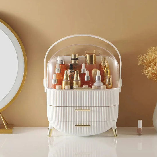 organisateur de maquillage elegant sur coiffeuse