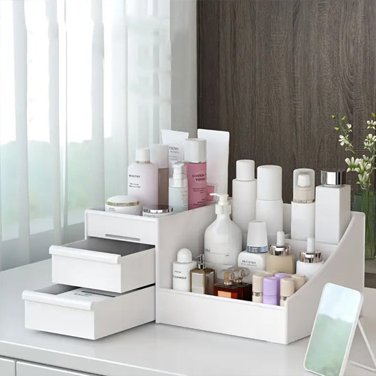 organisateur de maquillage rangement cosmetiques sur bureau