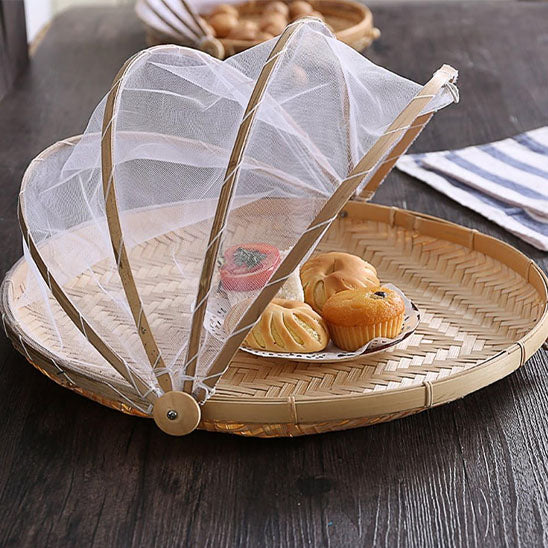 panier de rangement en bambou plateau cloche protection aliments