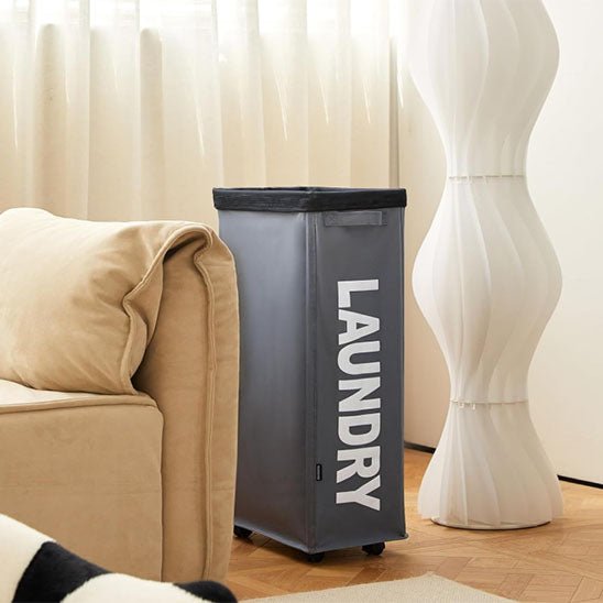 panier de rangement linge roulant gris