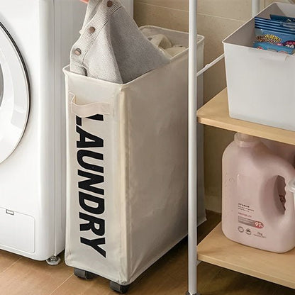 panier de rangement linge roulant rectangulaire blanc