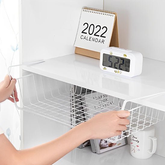 panier de rangement sous etagere blanc