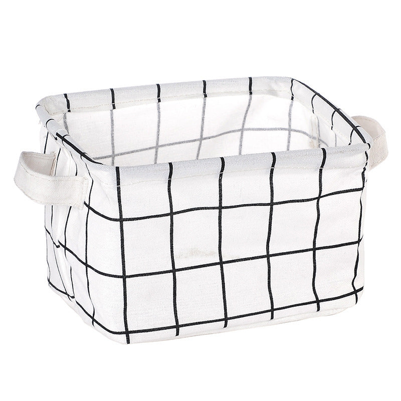 panier de rangement tissu carreaux motifs blanc