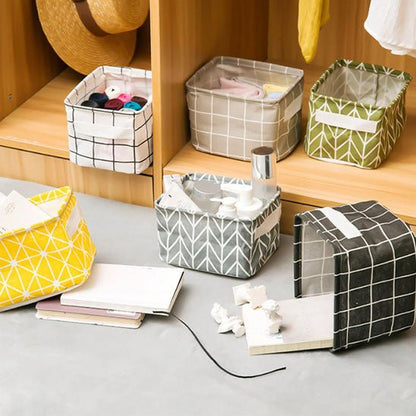 panier de rangement tissu carreaux motifs multicolores