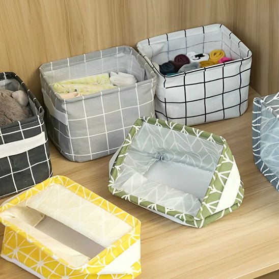panier de rangement tissu motifs carreaux