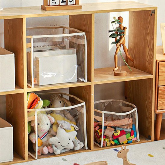panier de rangement transparent jouets enfants etagere bois