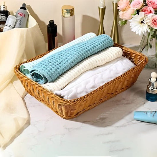 panier rangement en osier empile