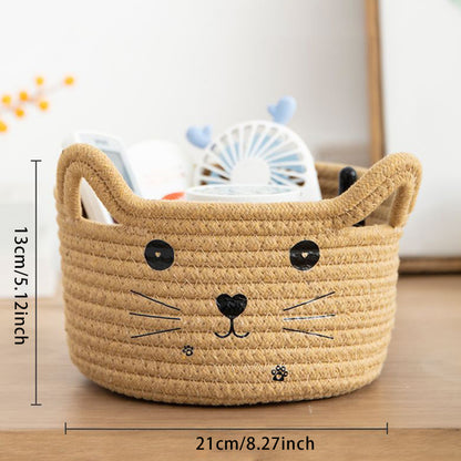 panier rangement salle de bain jouets forme tete de chat jaune
