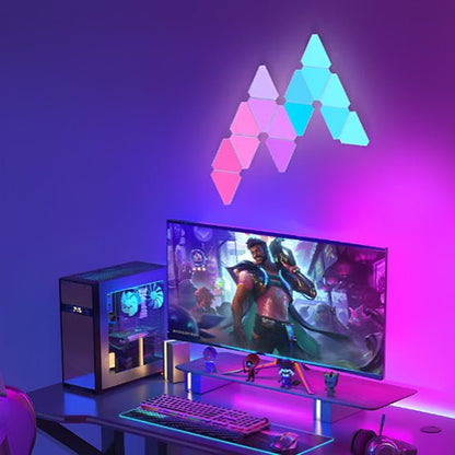 panneaux led triangulaires multicolores applique murale interieur bureau gaming