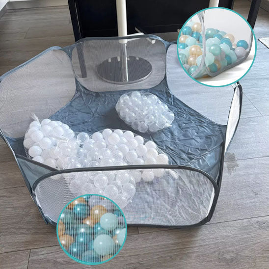 parc a balles bebe boules blanches turquoise or