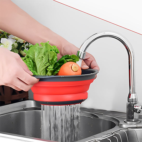 passoire pliable rouge grise legumes eau cuisine