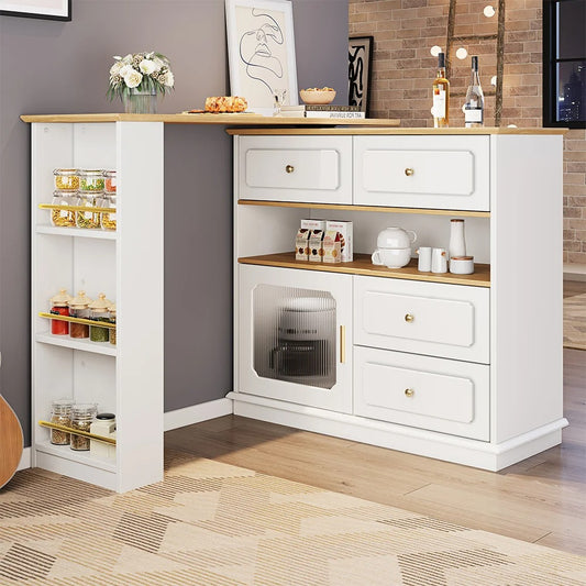 plan de travail blanc avec rangements niches verticales epices