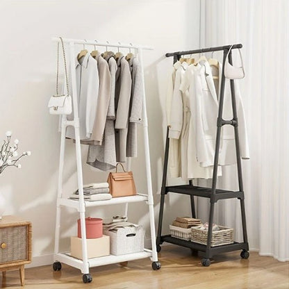 portant vetement blanc noir manteaux etageres roulettes