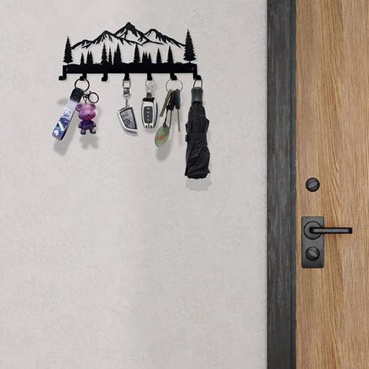 porte cle mural design montagne metal noir