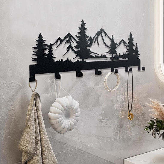 porte cle mural metal montagne sapin decoration rustique