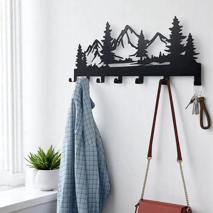 porte cle mural metal montagne sapin style nature