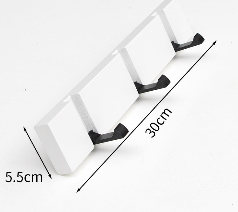 porte manteau blanc bois trois crochets noirs 