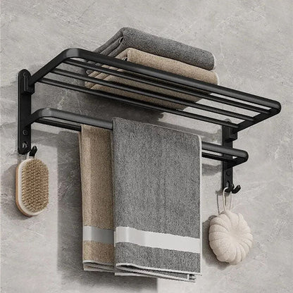 porte serviette metal noir etagere murale brosse eponge
