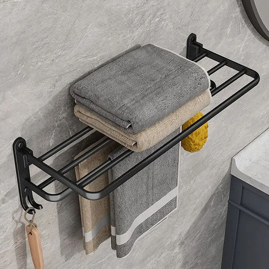 porte serviette noir metal etagere murale brosse eponge