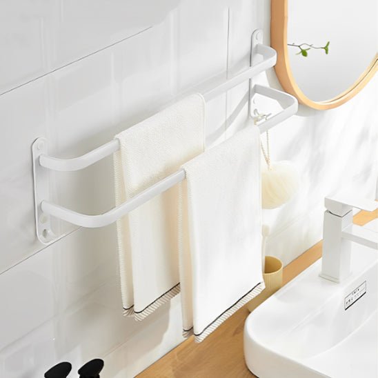 porte serviette salle de bain mural blanc 2 barres rotatives 2