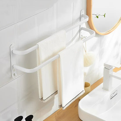 porte serviette salle de bain mural blanc 2 barres rotatives 2