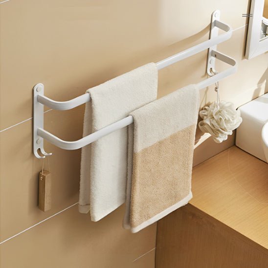 porte serviette salle de bain mural blanc 2 barres rotatives