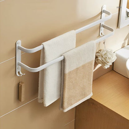 porte serviette salle de bain mural blanc 2 barres rotatives