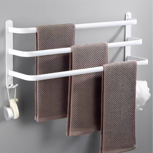 porte serviette salle de bain mural blanc 3 barres rotatives