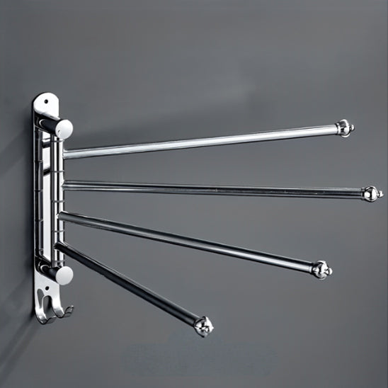 porte serviette salle de bain mural chrome 4 barres avec crochet