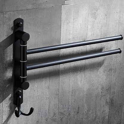 porte serviette salle de bain mural noir 2 barres rotatives crochet
