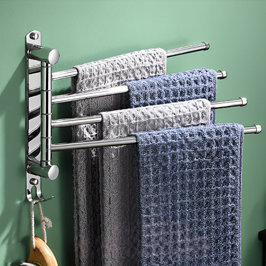 porte serviette salle de bain mural noir 4 barres rotatives crochet