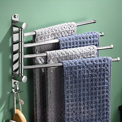 porte serviette salle de bain mural noir 4 barres rotatives crochet