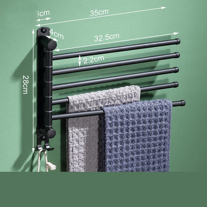 porte serviette salle de bain mural noir 5 barres rotatives 