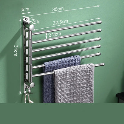 porte serviette salle de bain mural noir 6 barres rotatives avec crochet
