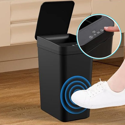 poubelle de cuisine automatique noire sensor main pied